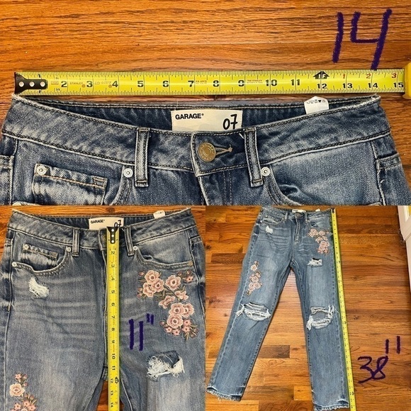 Garage Mom Jeans Floral Embroidered Distressed High Rise 7 - Picture 14 of 16